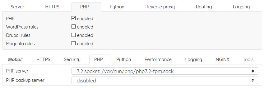 PHP configuration