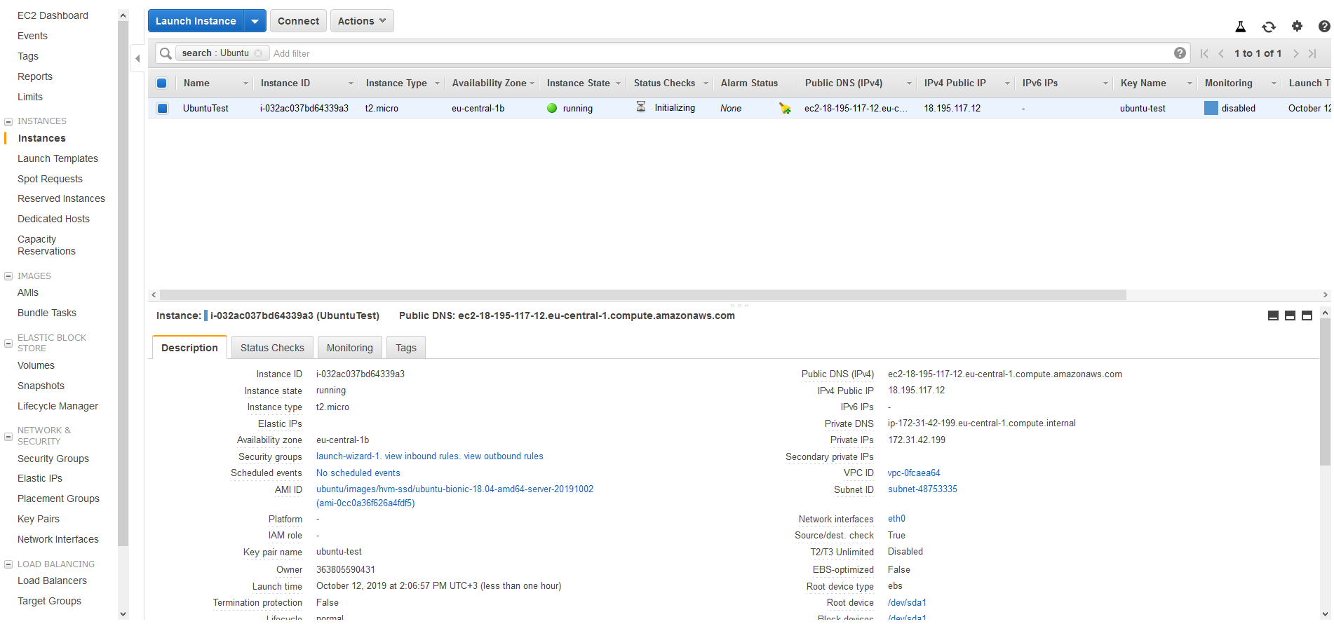 Instances list