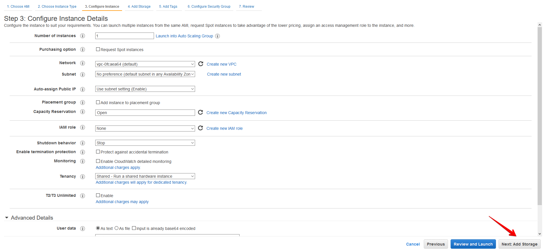Step 3 configure instance details