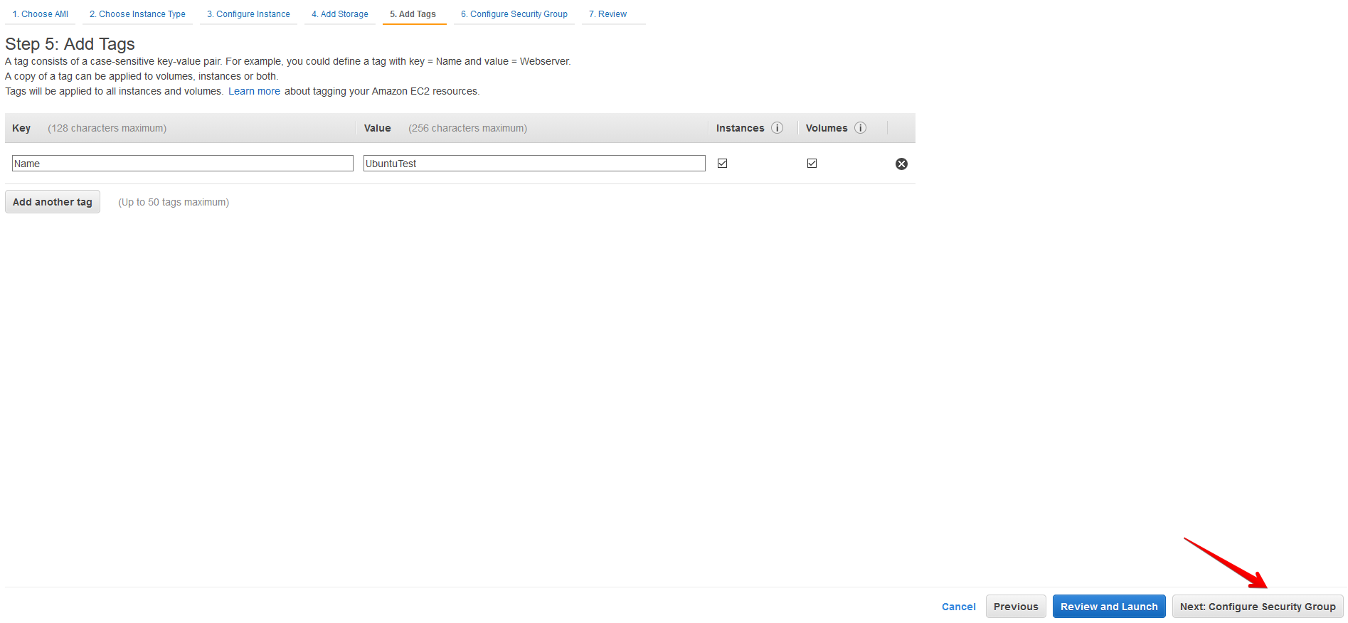 Step 5 add tags