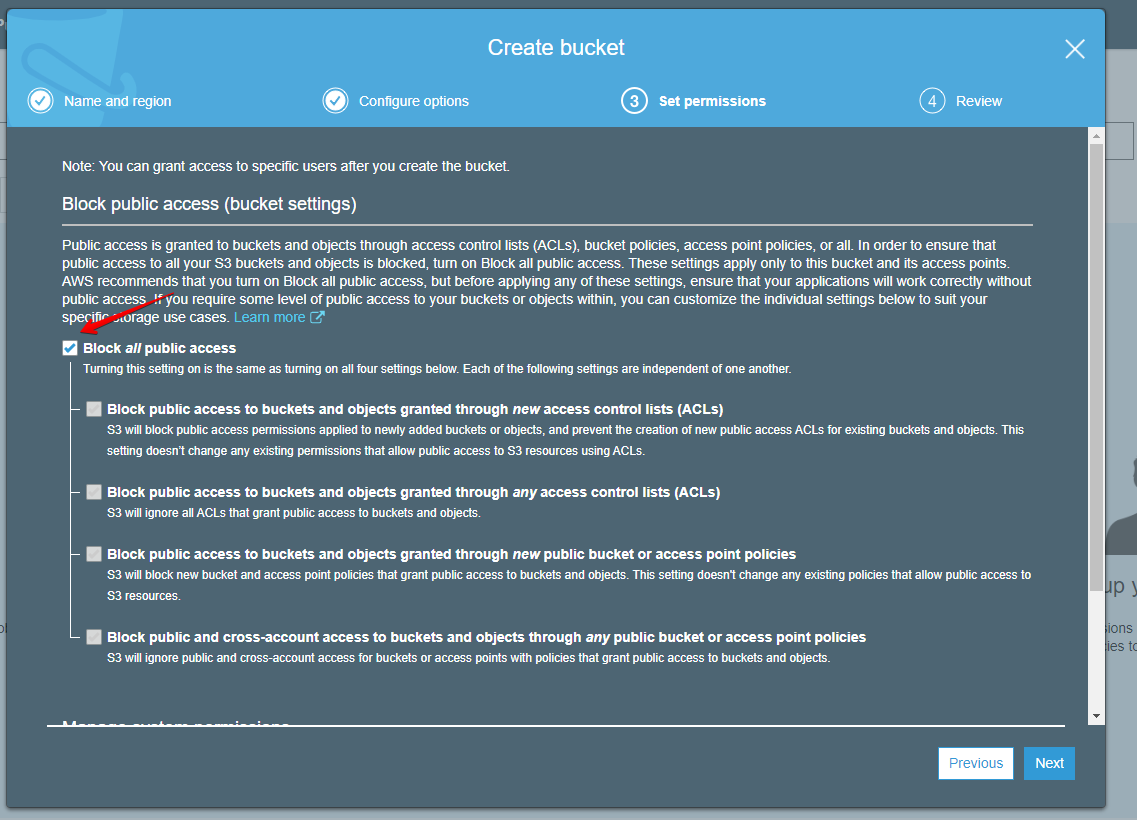 aws s3 create bucket step3