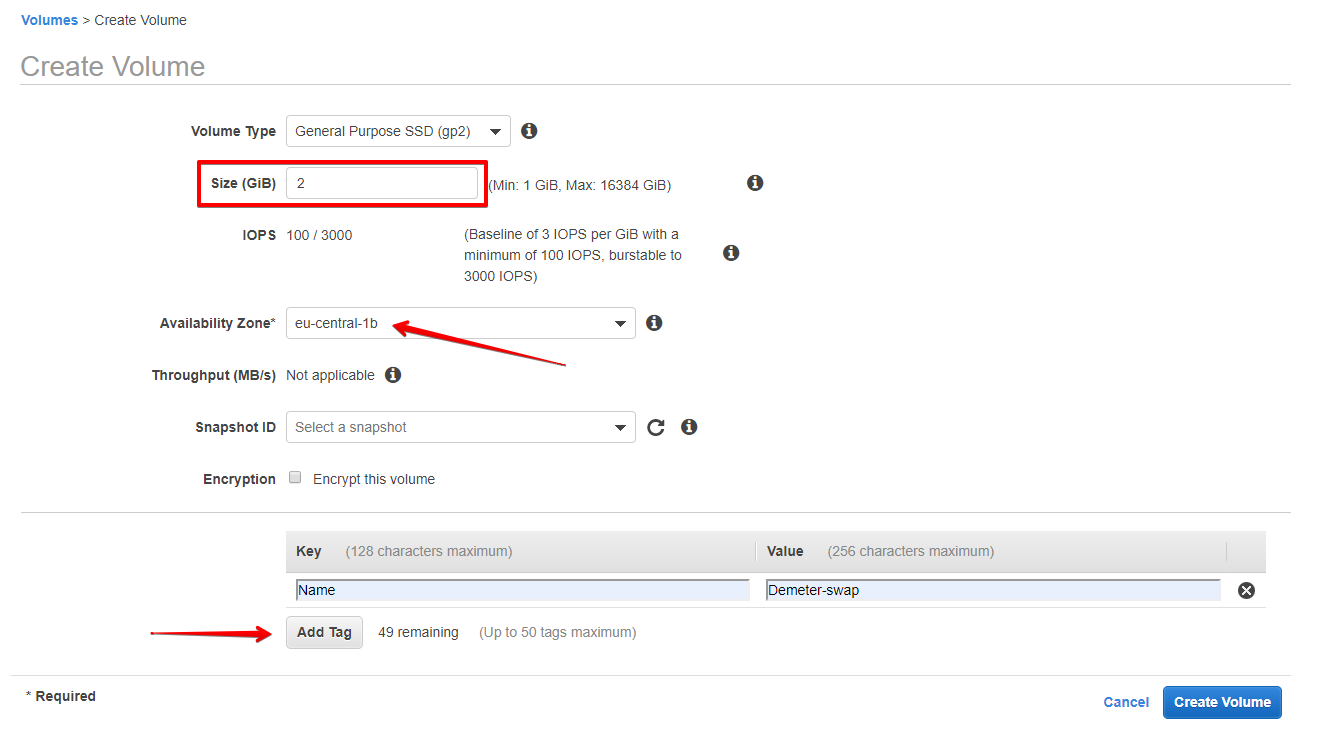 create-volume-ec2-management-console